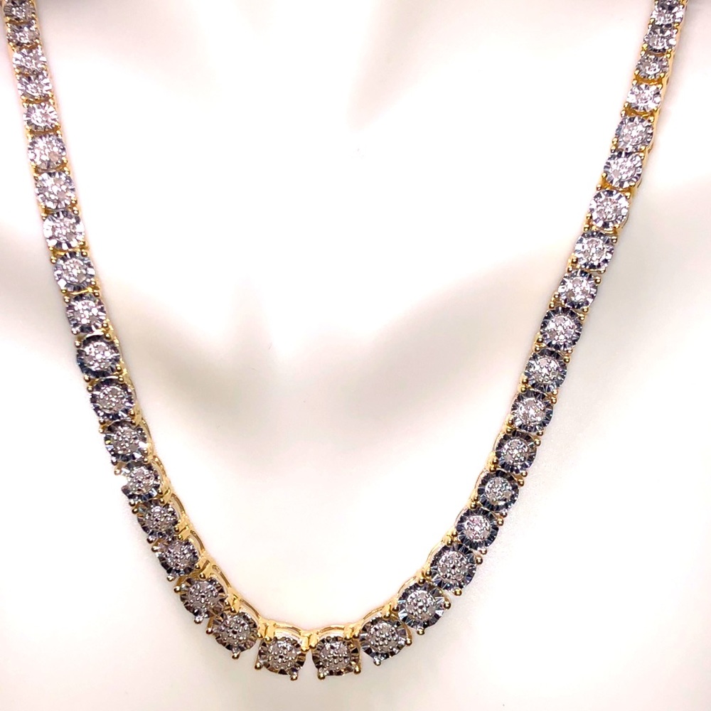 Real Diamond half tennis chain half solid bead chain wear it two ways Best gift